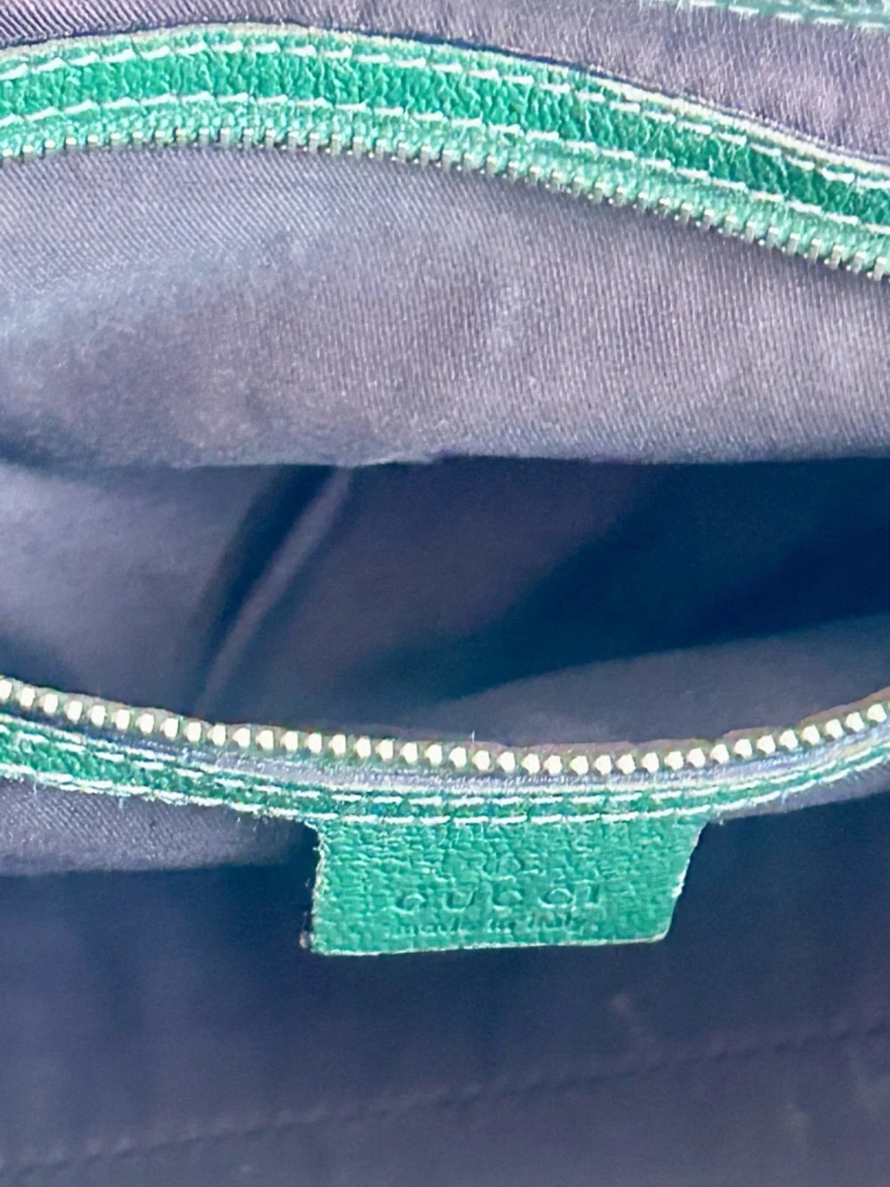 Gucci Jackie Bardot GG Hobo Shoulder
Bag - Green Leather Trim - Gold Hardware - Picture 13 of 16